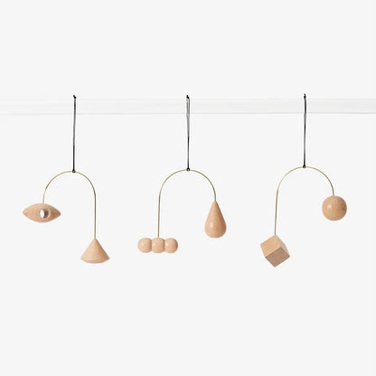 Brass &amp; Wood Shapes Ornament Set