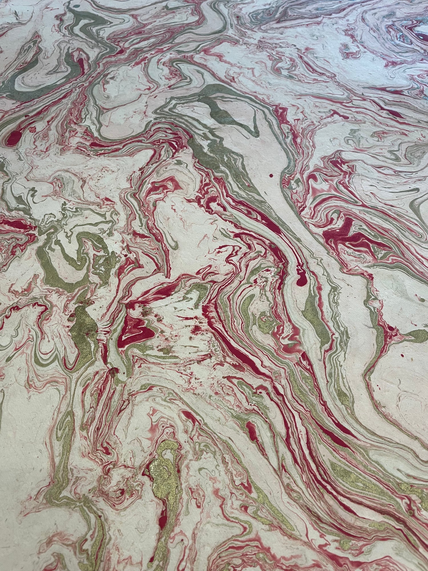 Handmade Paper - Red Marble Swirl