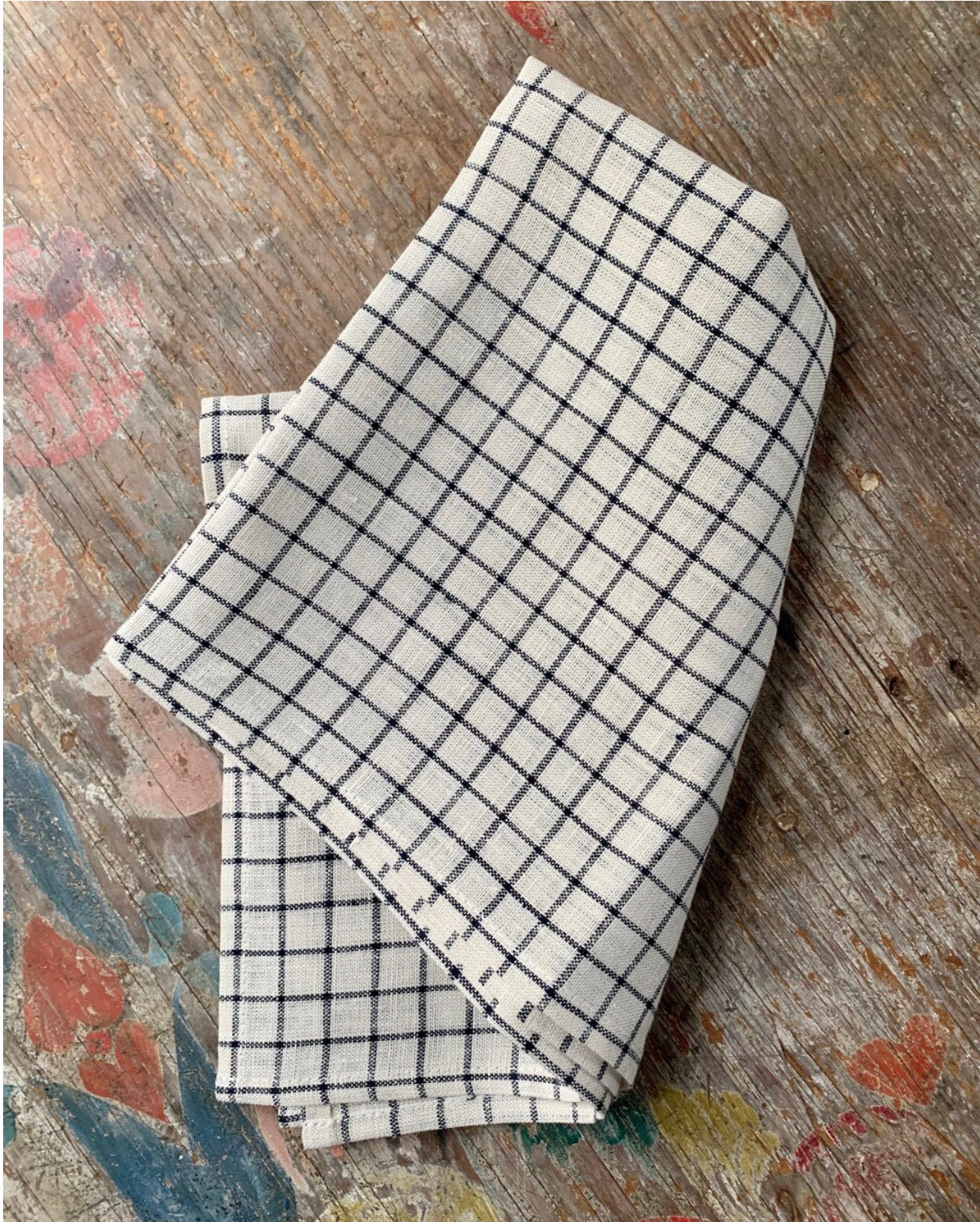 lightweight grid linen dish towel - gray