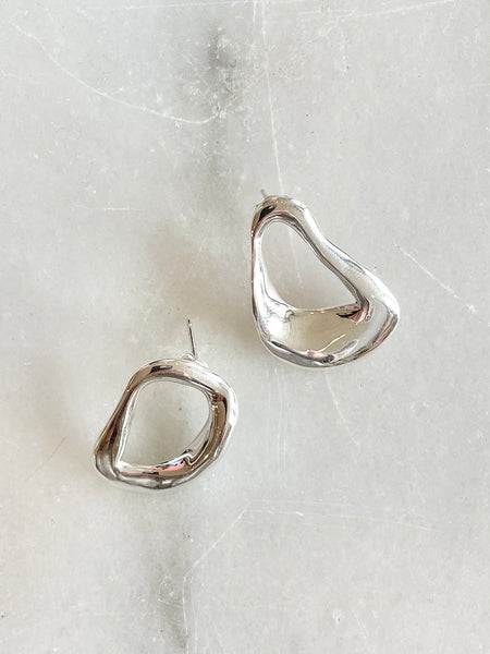 Wavy Loop Sterling Silver Stud Earring
