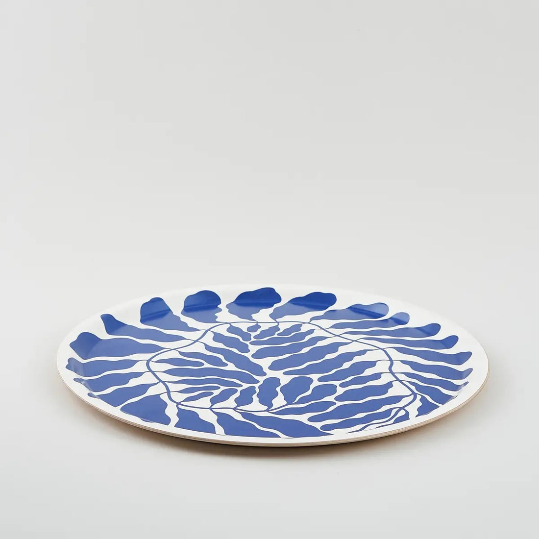 Blue Leaves Round Tray