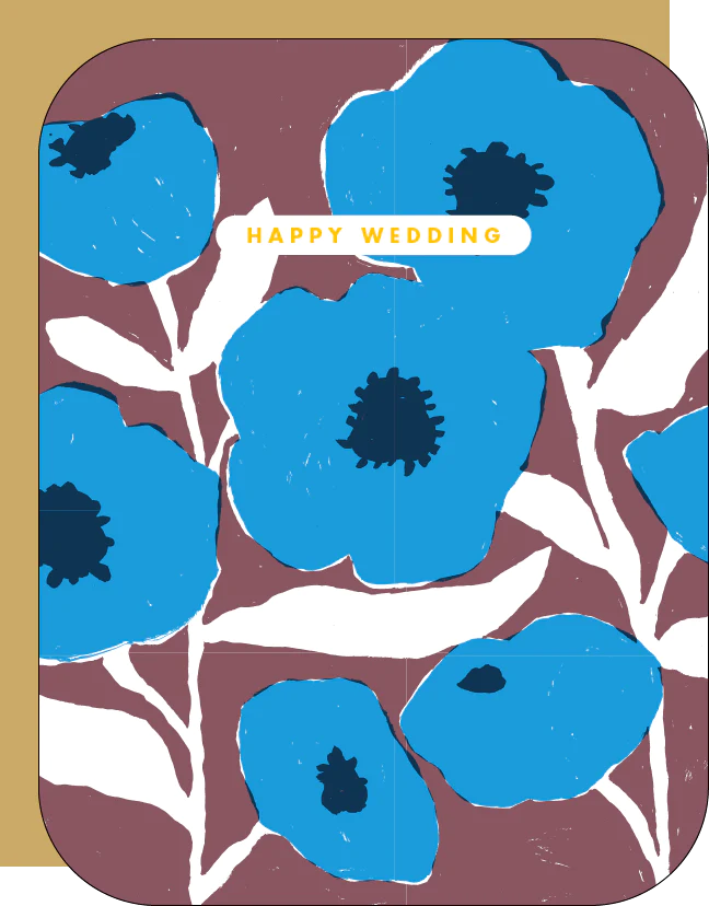 Blue Poppy Wedding Card